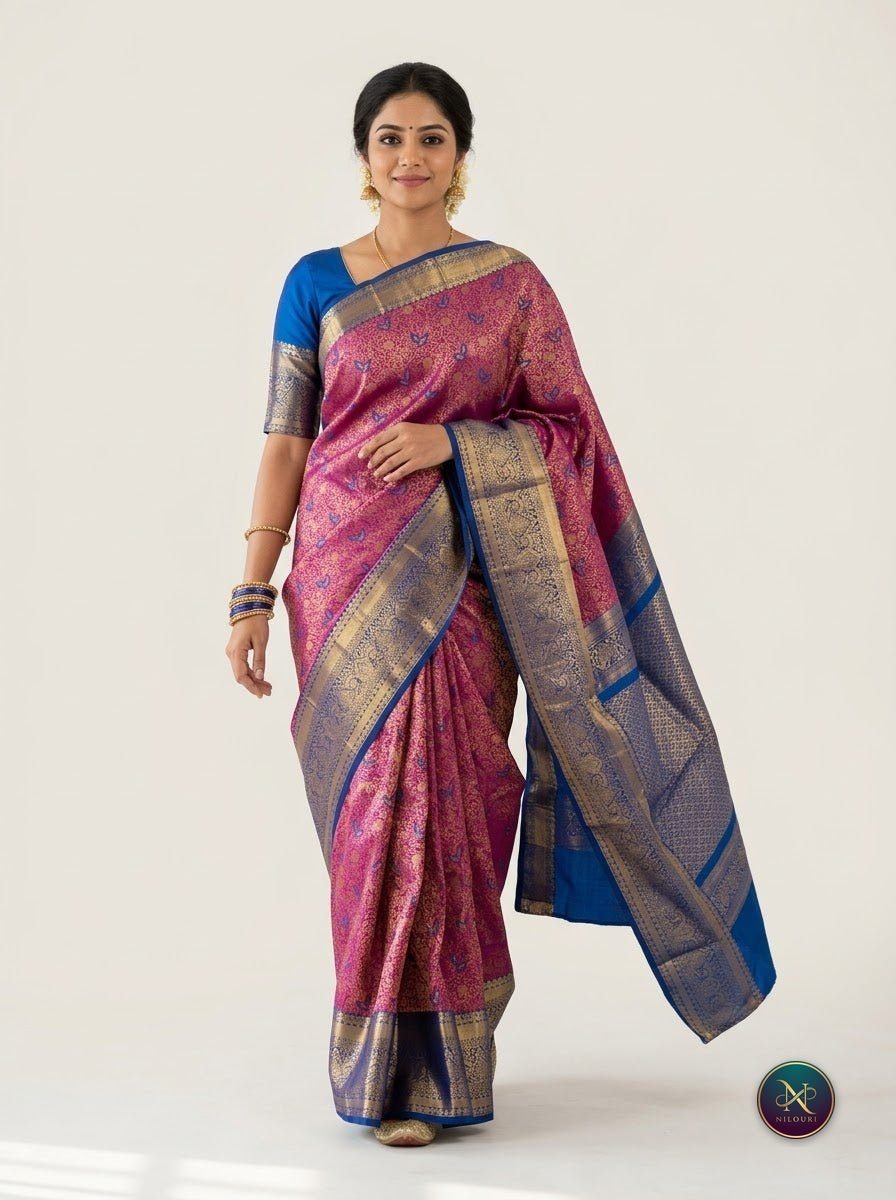 Cobalt Magenta Pure Kanchi Pattu Saree