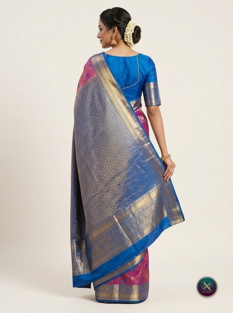 Cobalt Magenta Pure Kanchi Pattu Saree