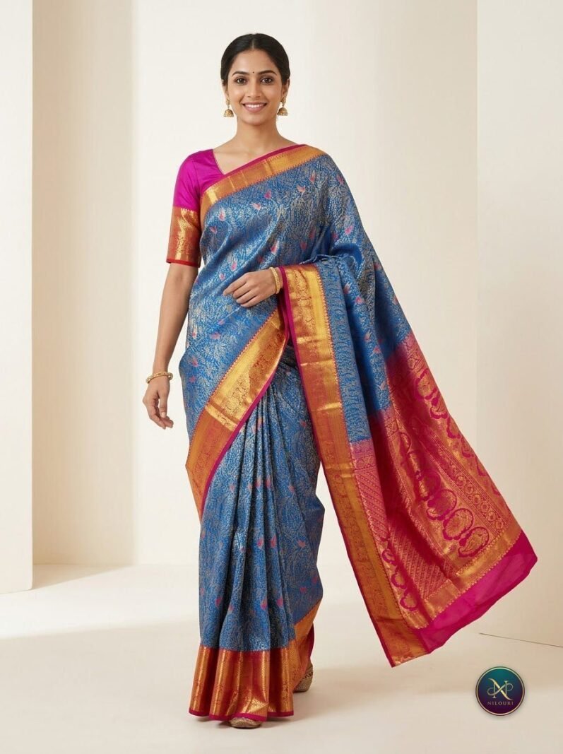 Cobalt Rani Pure Meenakari Pattu Saree