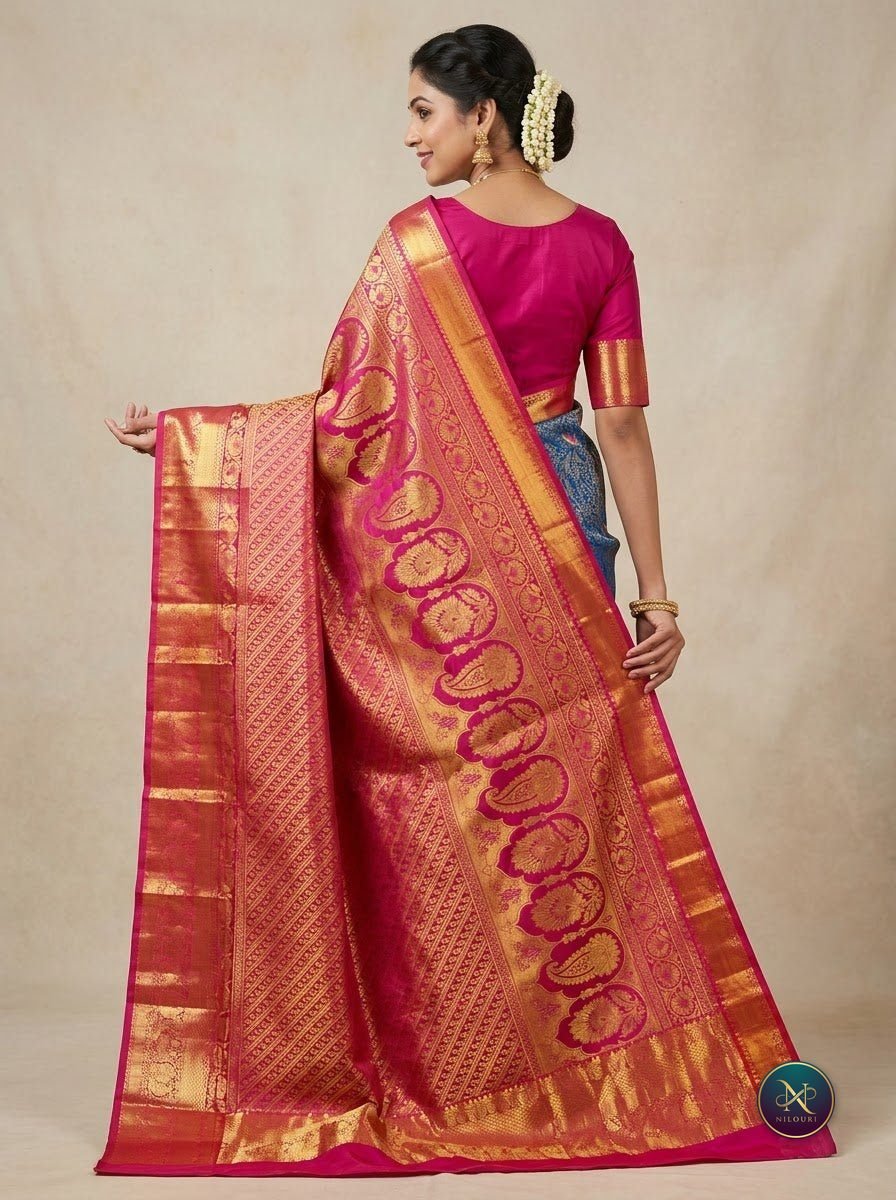 Cobalt Rani Pure Meenakari Pattu Saree