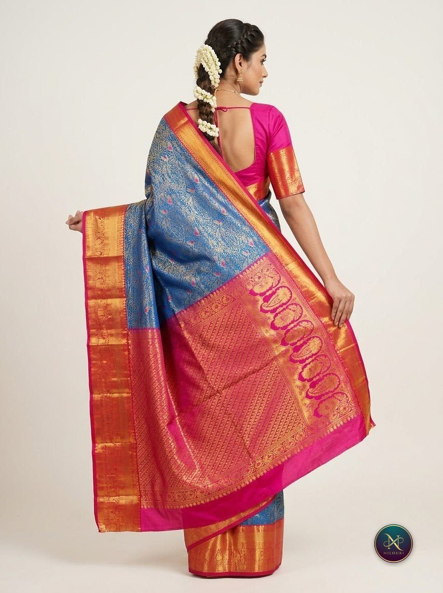 Cobalt Rani Pure Meenakari Pattu Saree