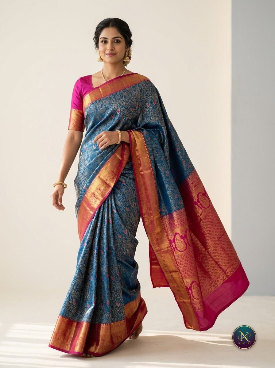 Cobalt Rani Pure Meenakari Pattu Saree