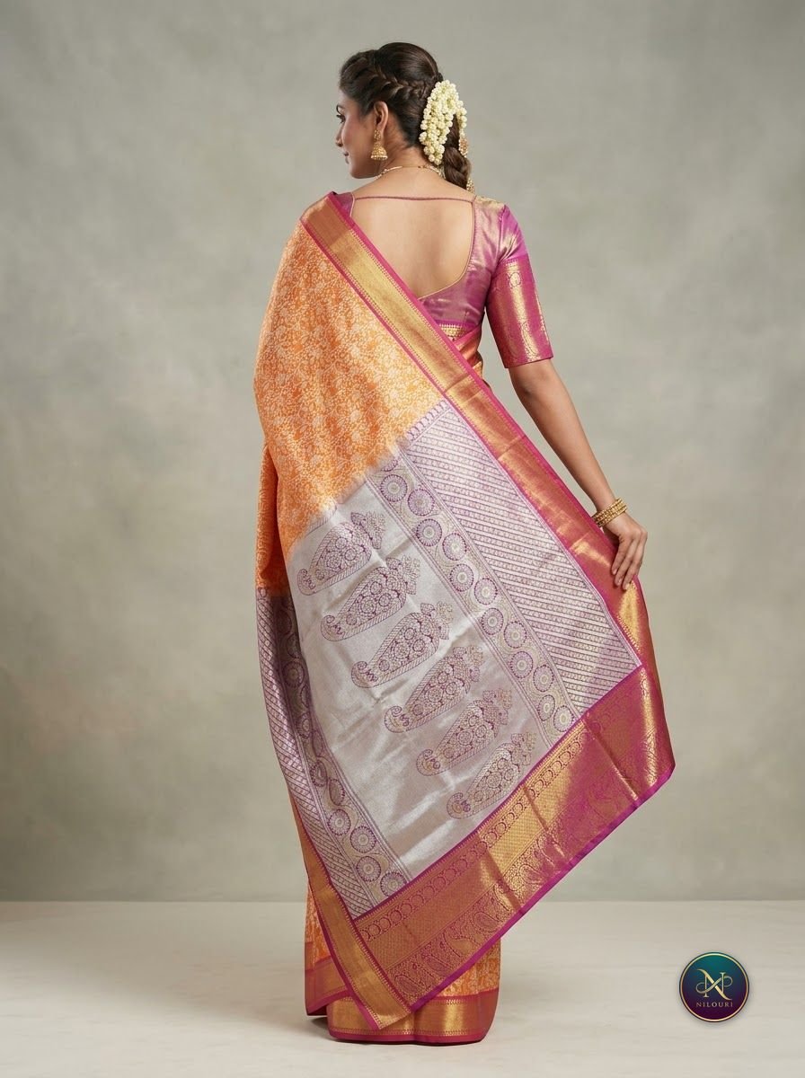 Copper Lilac Pure Self Tissue Saree
