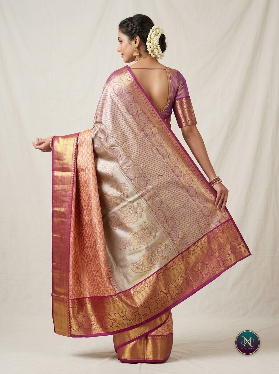 Coral Magenta Pure Self Tissue Saree