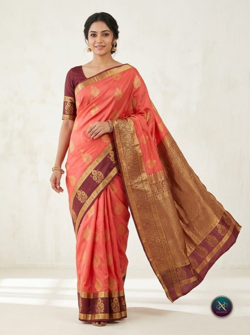 Coral Maroon Lightweight Vintage Pattu Saree