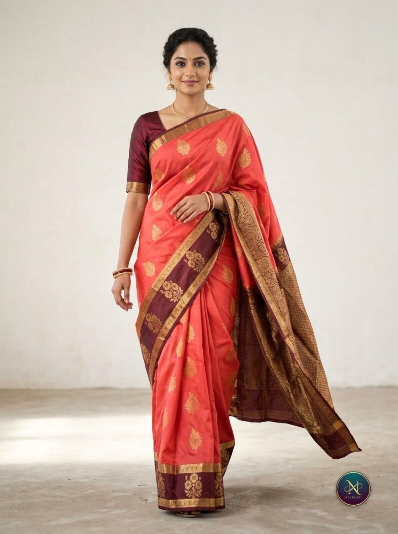 Coral Maroon Lightweight Vintage Pattu Saree