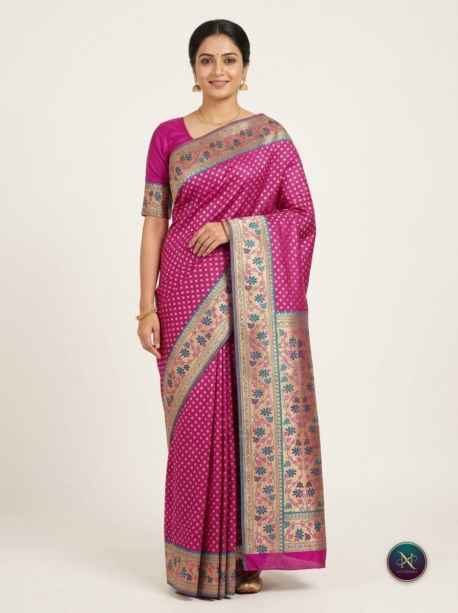 Fuchsia Rose Banarasi Fancy Saree