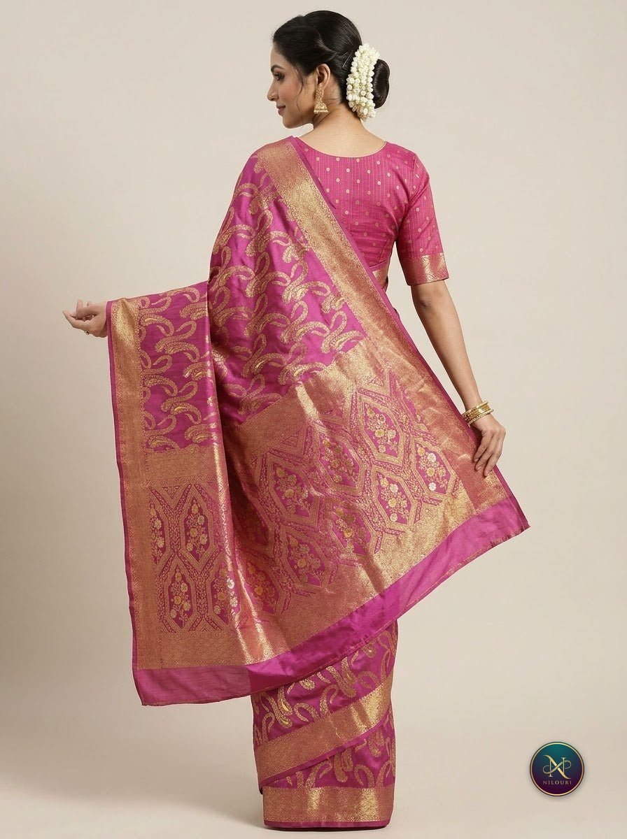 Fuchsia Rose Banarasi Fancy Saree