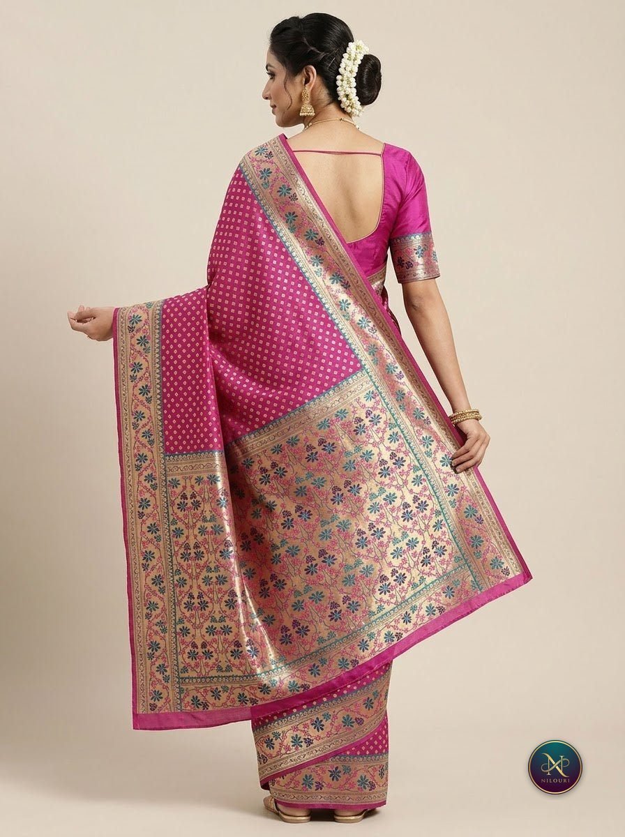 Fuchsia Rose Banarasi Fancy Saree