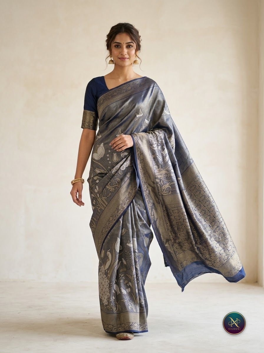 Gunmetal Navy Banarasi Fancy Saree