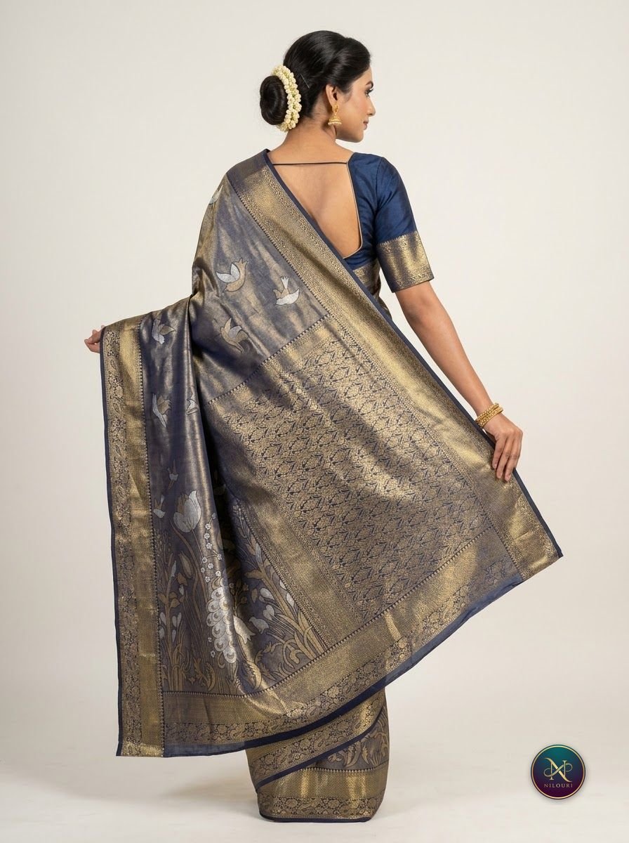 Gunmetal Navy Banarasi Fancy Saree