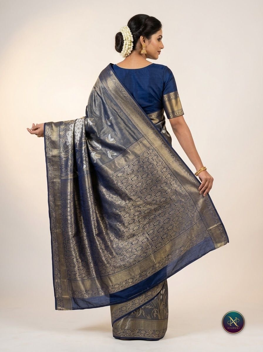 Gunmetal Navy Banarasi Fancy Saree