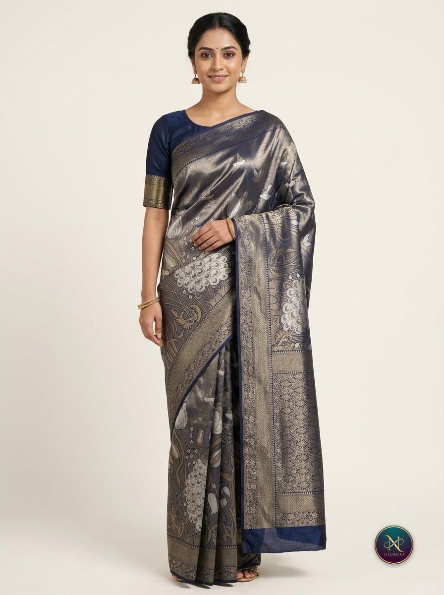 Gunmetal Navy Banarasi Fancy Saree