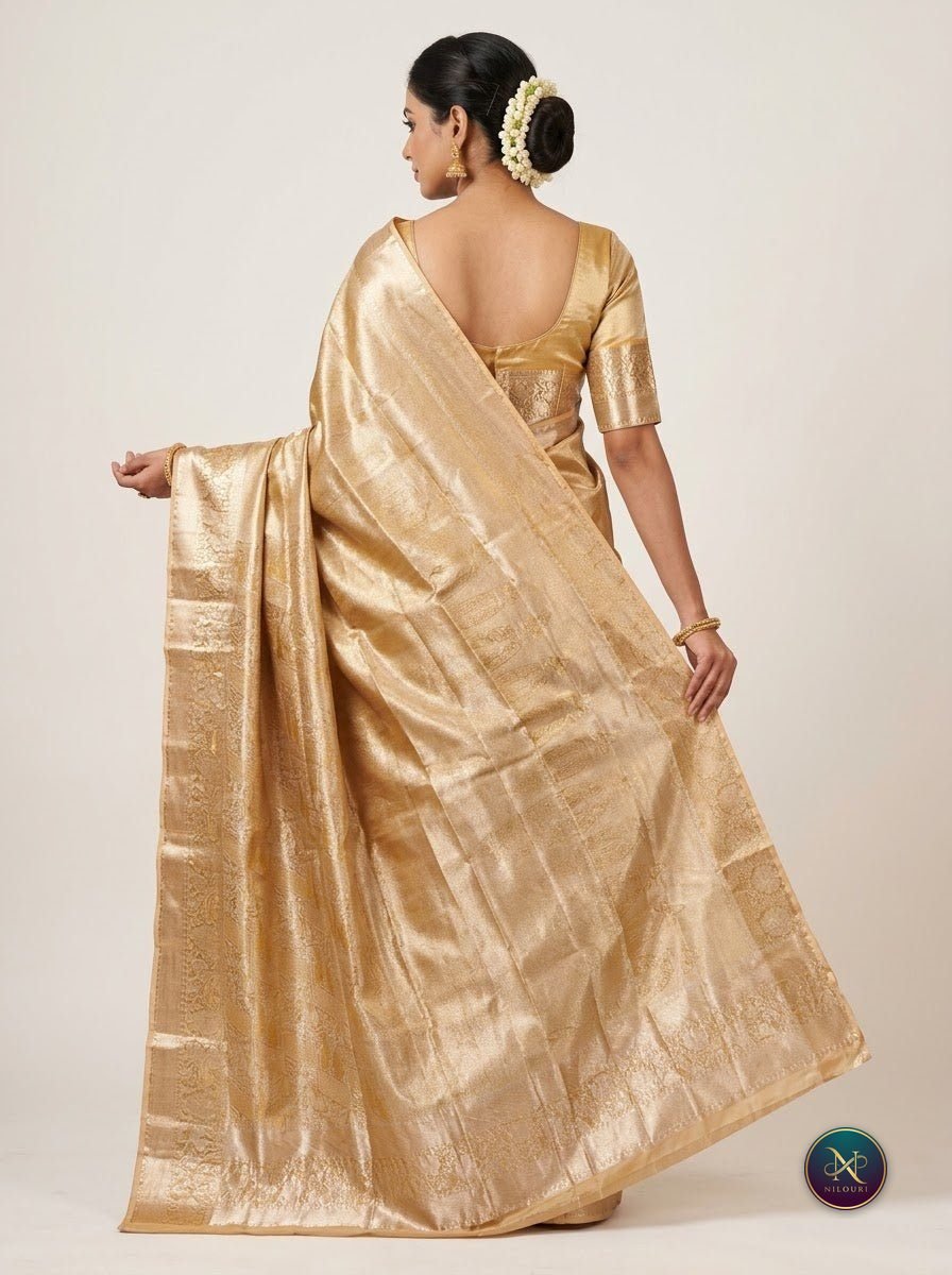 Honey Gold Pure Self Tissue Saree