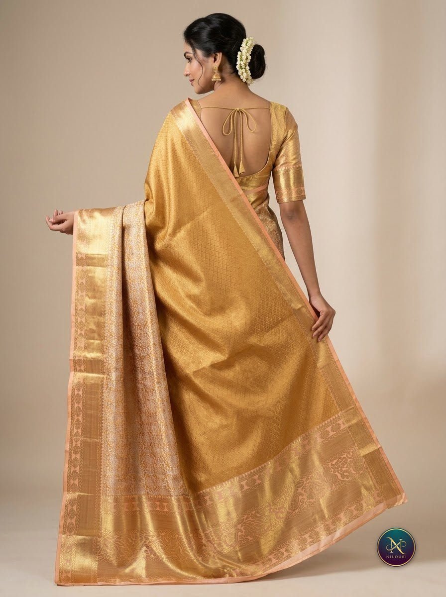 Honey Gold Pure Self Tissue Saree