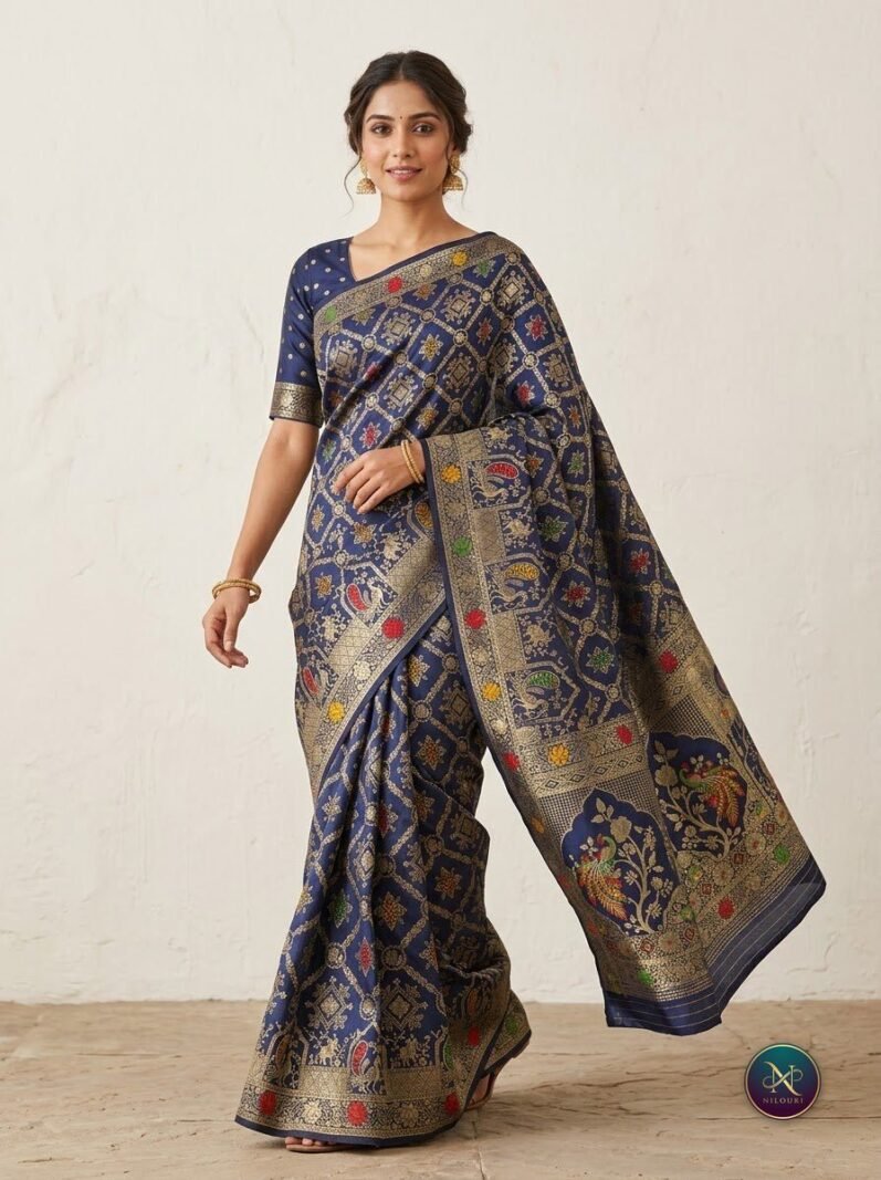 Indigo Antique Banarasi Fancy Saree