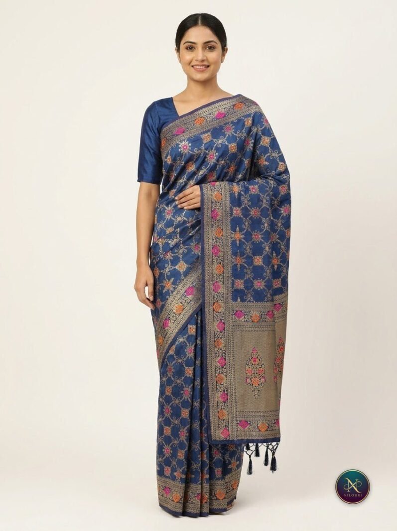 Indigo Gold Banarasi Fancy Saree