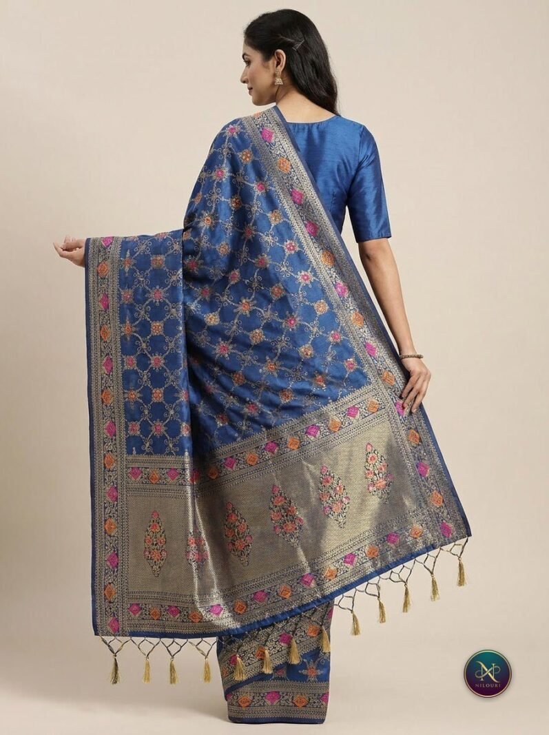 Indigo Gold Banarasi Fancy Saree