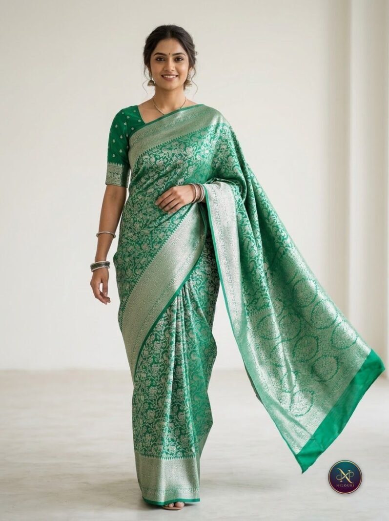 Jade Silver Banarasi Fancy Saree