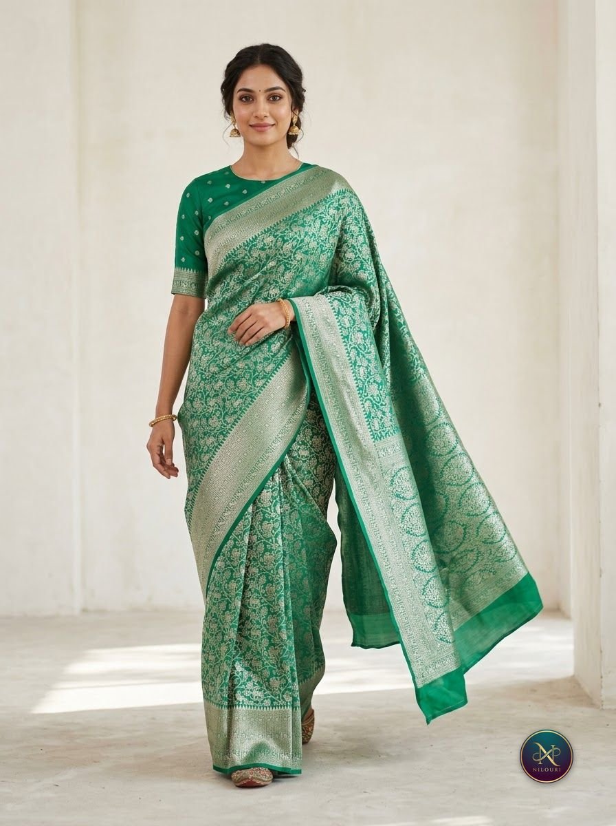 Jade Silver Banarasi Fancy Saree