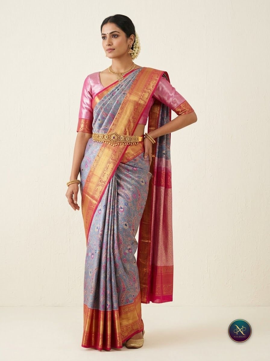 Lavender Ruby Pattu Silk Saree