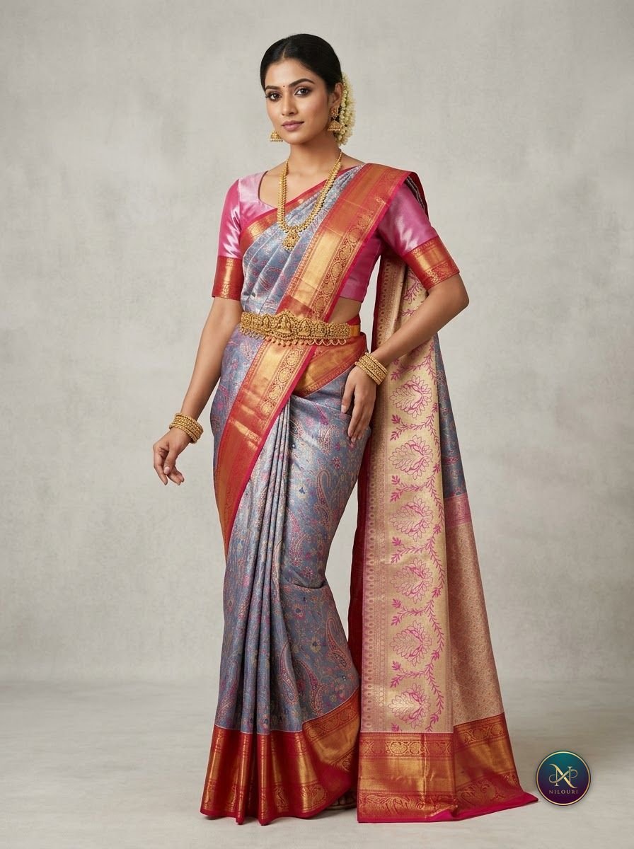 Lavender Ruby Pattu Silk Saree