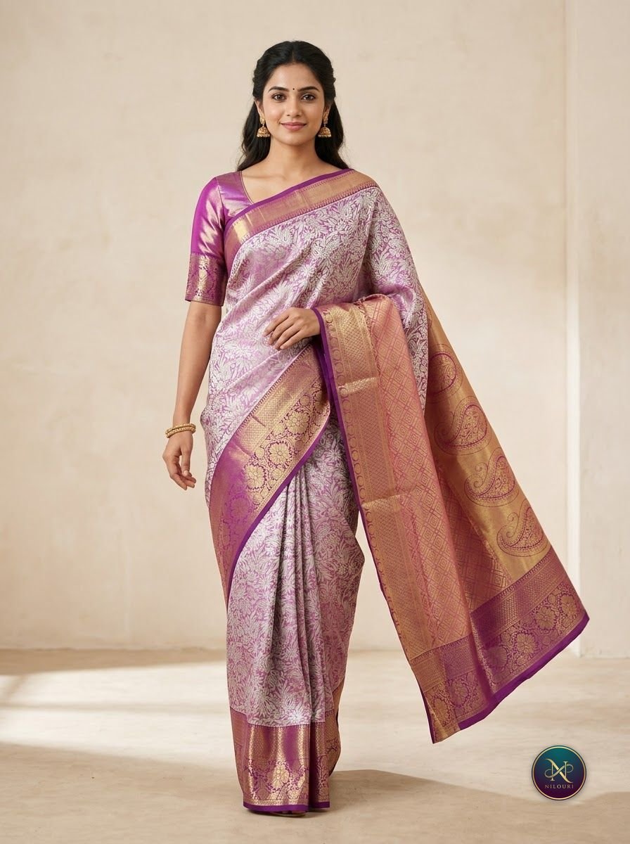 Lilac Magenta Pure Self Tissue Saree