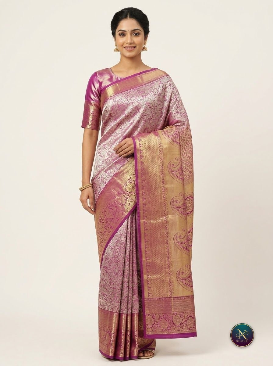 Lilac Magenta Pure Self Tissue Saree