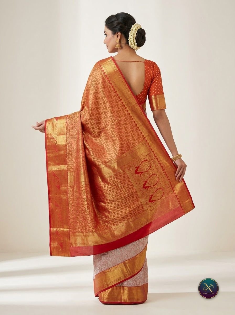 Lilac Orange Meenakari Pattu Saree