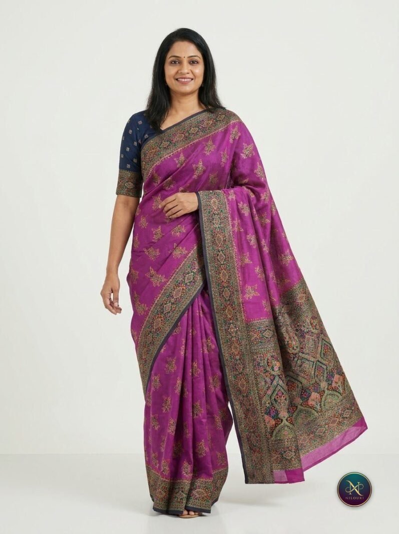 Magenta Black Banarasi Fancy Saree