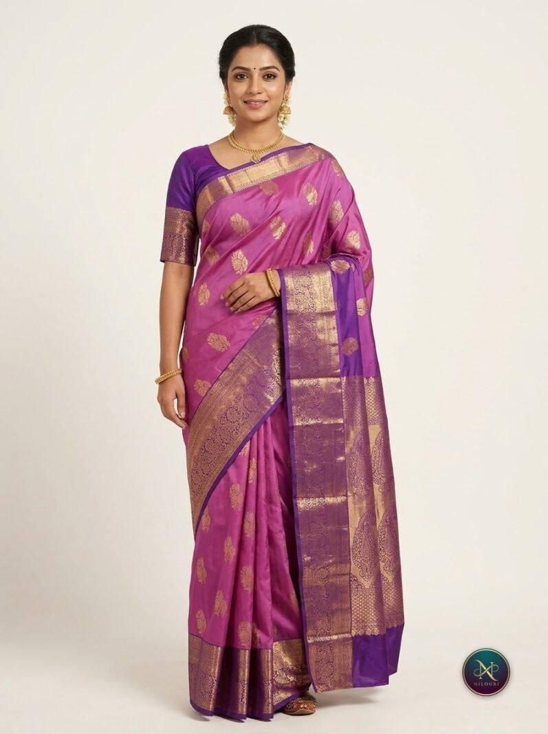Magenta Violet Lightweight Vintage Pattu Saree