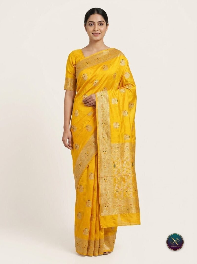 Marigold Gold Banarasi Fancy Saree