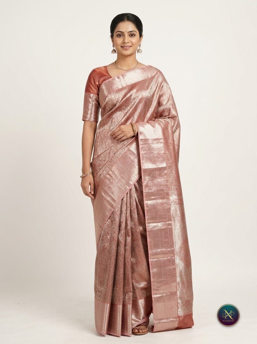 Mauve Silver Pure Self Tissue Saree