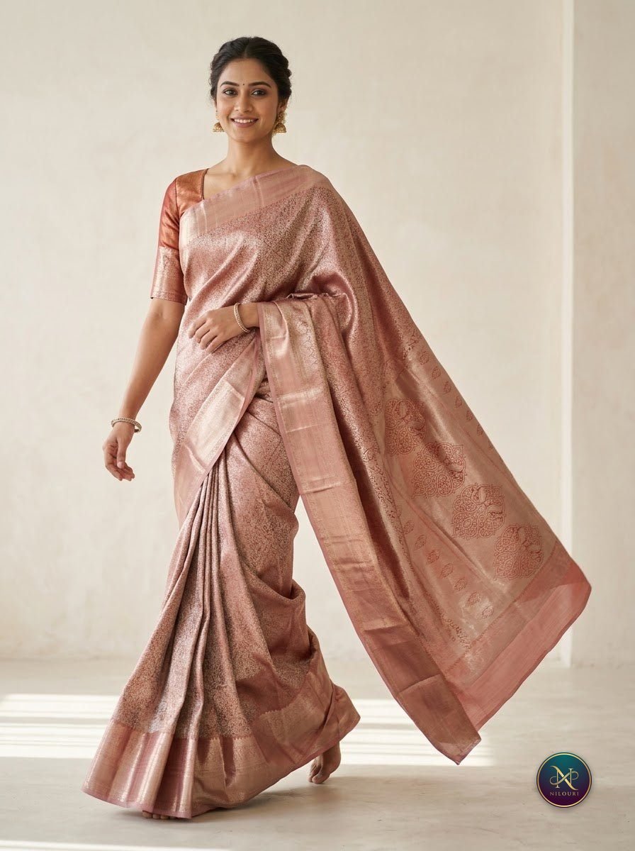 Mauve Silver Pure Self Tissue Saree