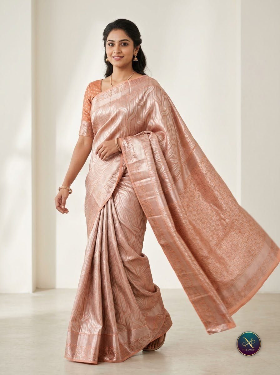 Mauve Silver Pure Self Tissue Saree