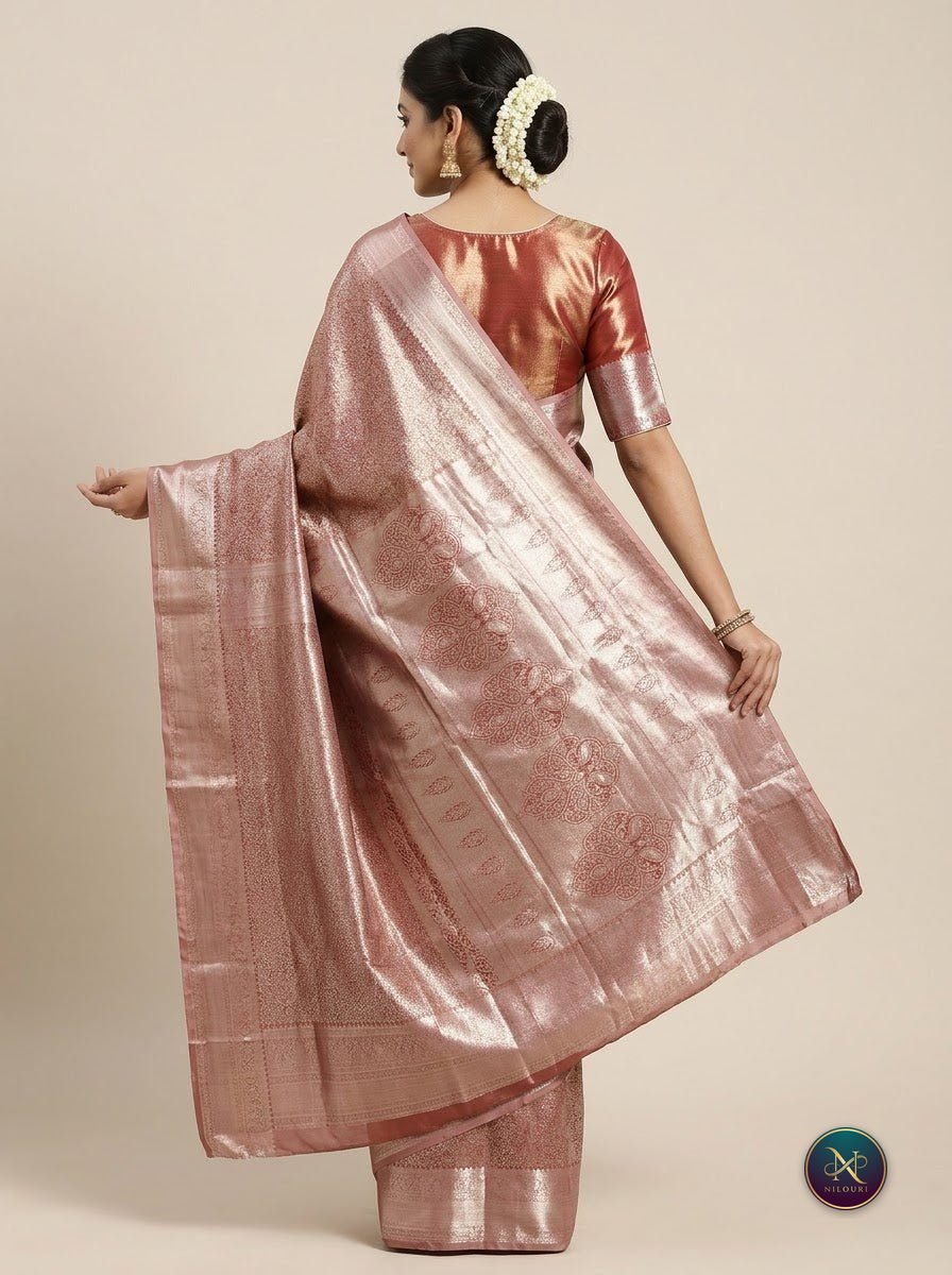 Mauve Silver Pure Self Tissue Saree