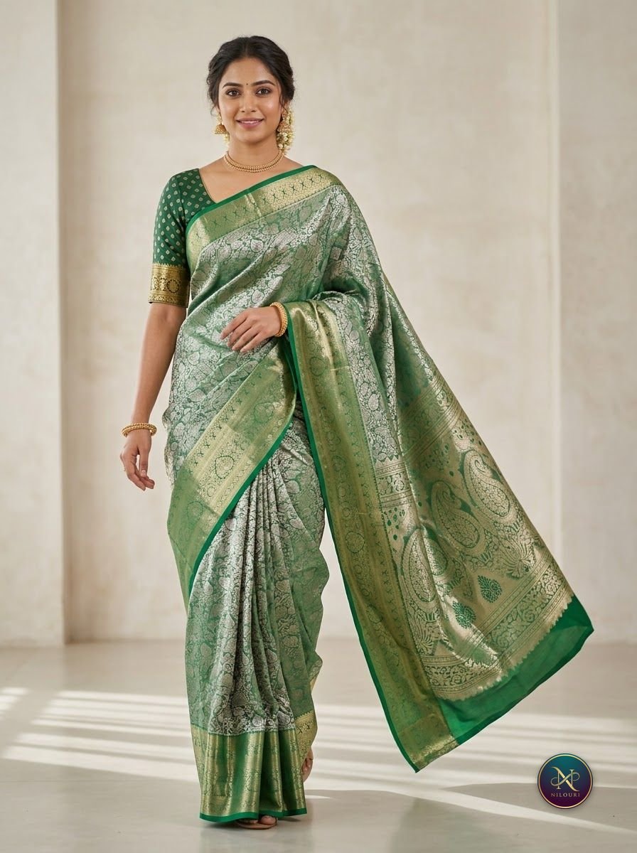 Mint Emerald Pure Self Tissue Saree