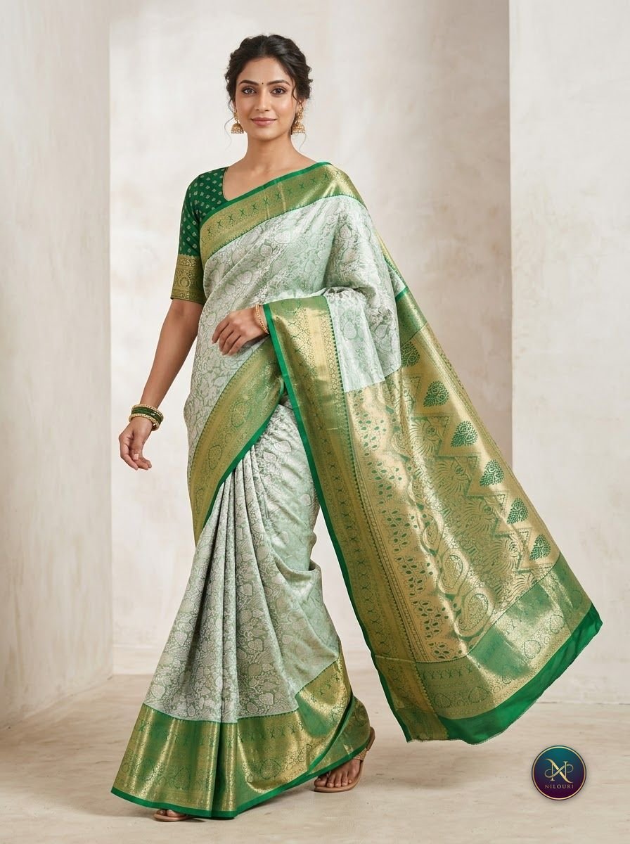 Mint Emerald Pure Self Tissue Saree