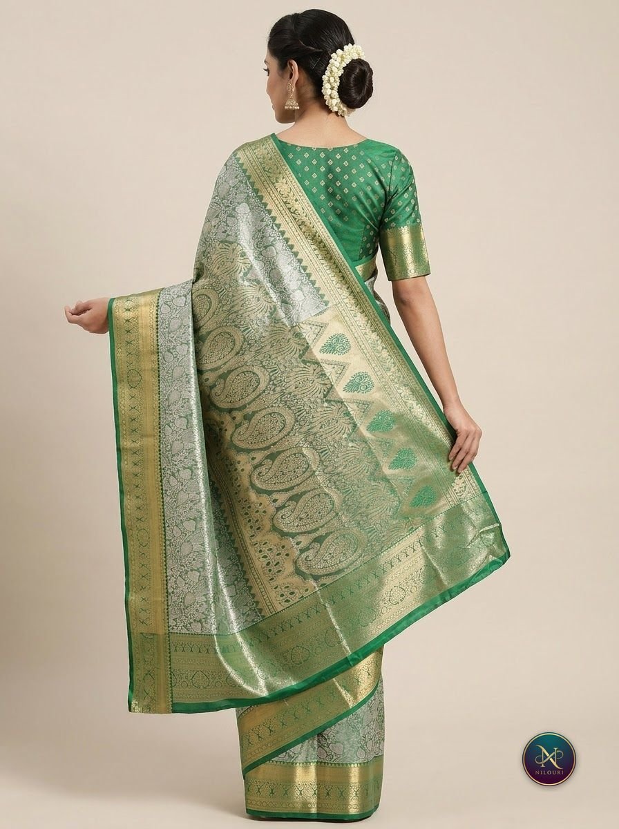 Mint Emerald Pure Self Tissue Saree