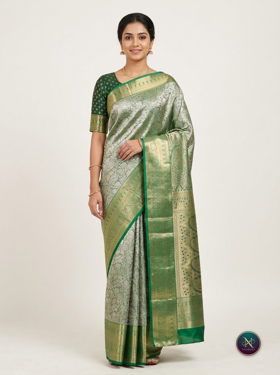 Mint Emerald Pure Self Tissue Saree