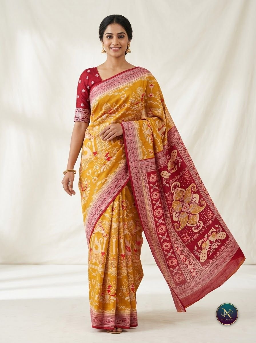 Mustard Red Fancy Saree