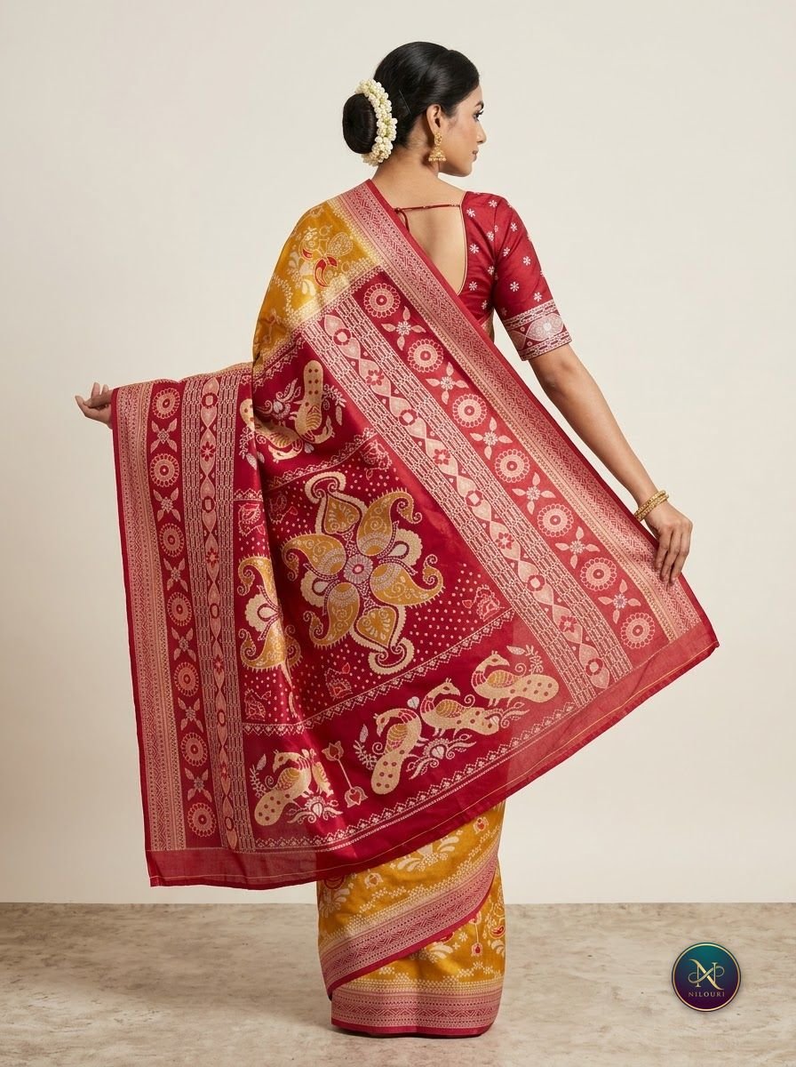 Mustard Red Fancy Saree