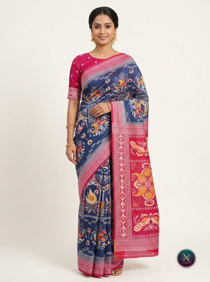 Navy Rani Fancy Saree