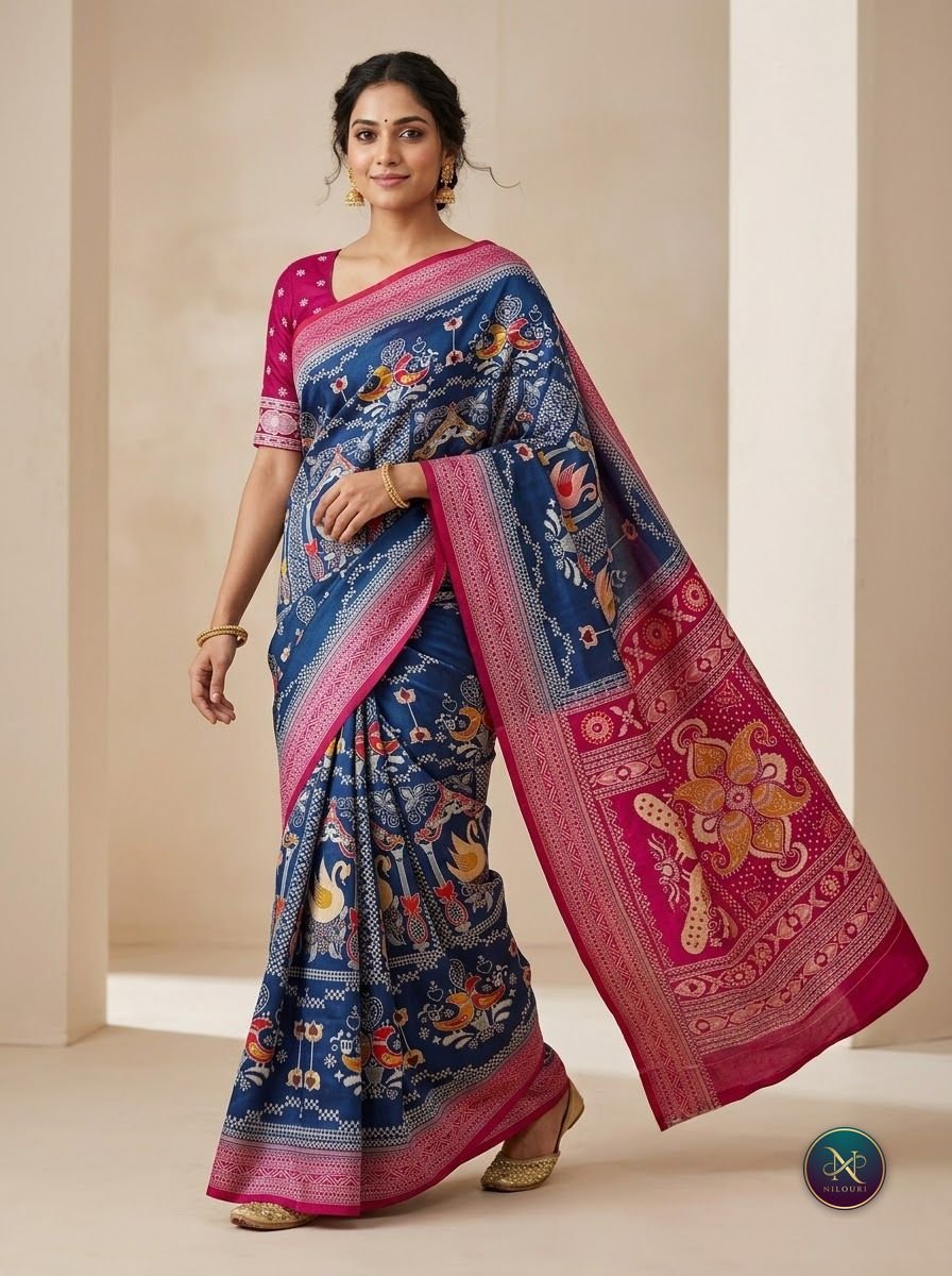 Navy Rani Fancy Saree