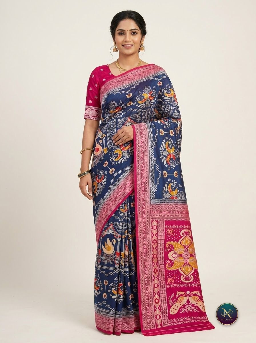 Navy Rani Fancy Saree