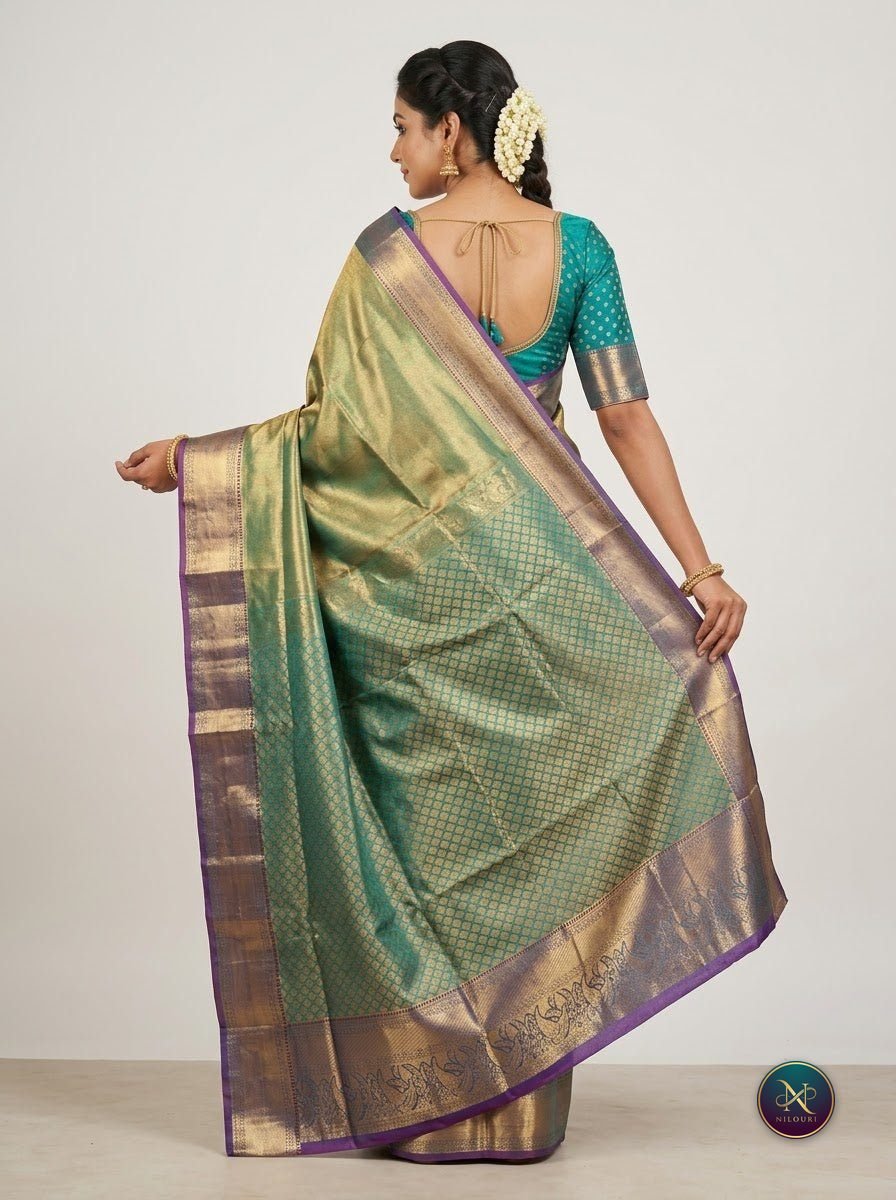 Olive Gold Pure Self Tissue Saree