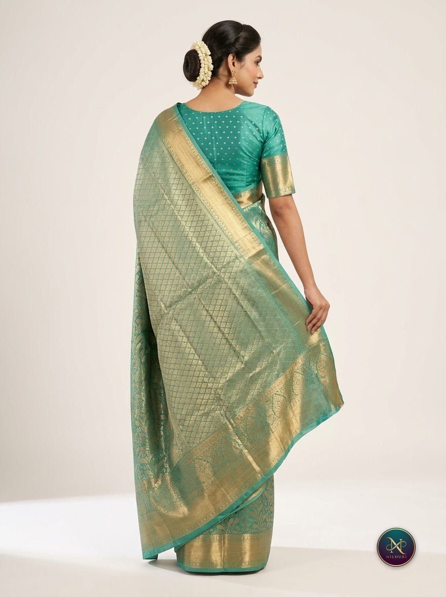 Olive Gold Pure Self Tissue Saree