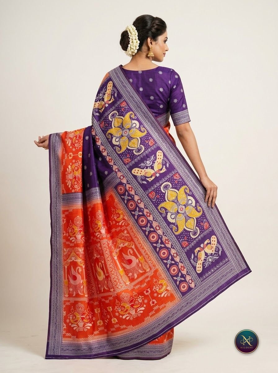 Orange Purple Fancy Saree