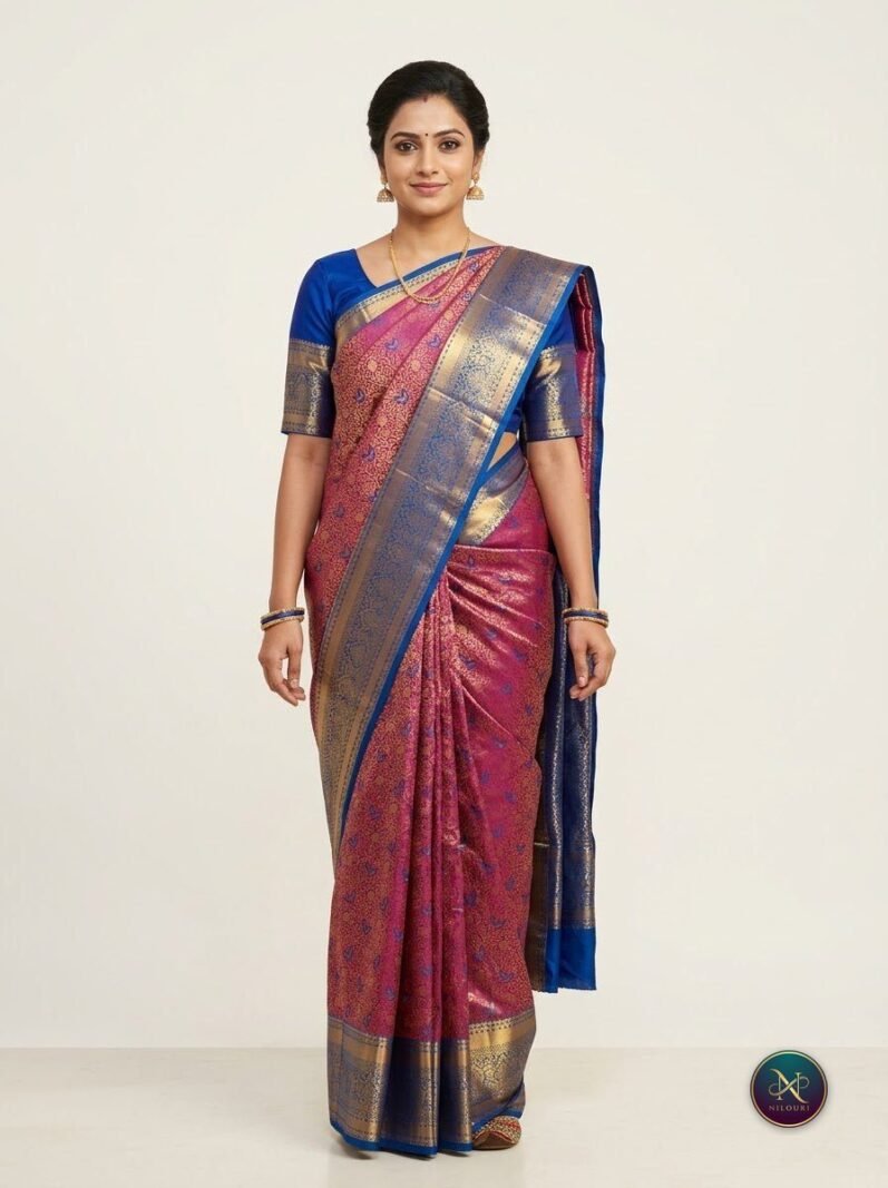 Orchid Azure Pure Meenakari Pattu Saree