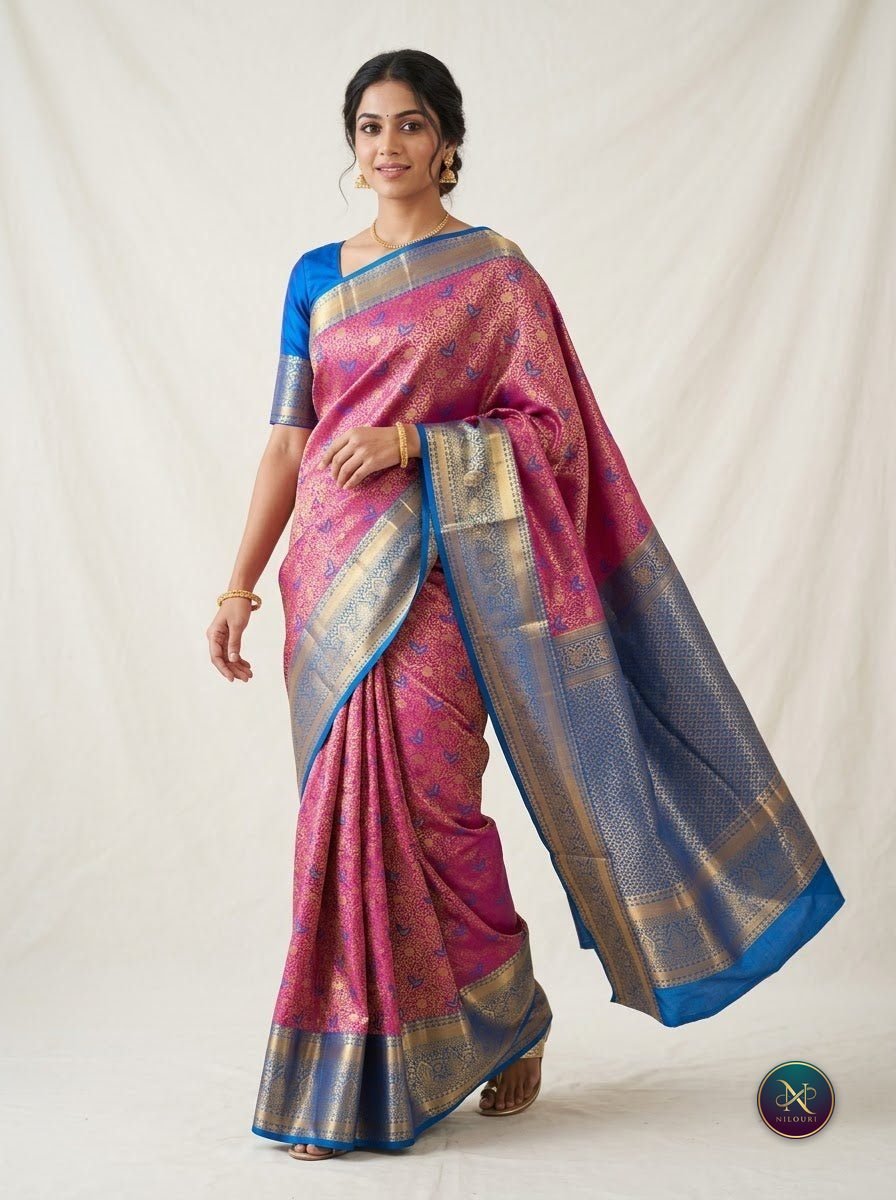 Orchid Azure Pure Meenakari Pattu Saree